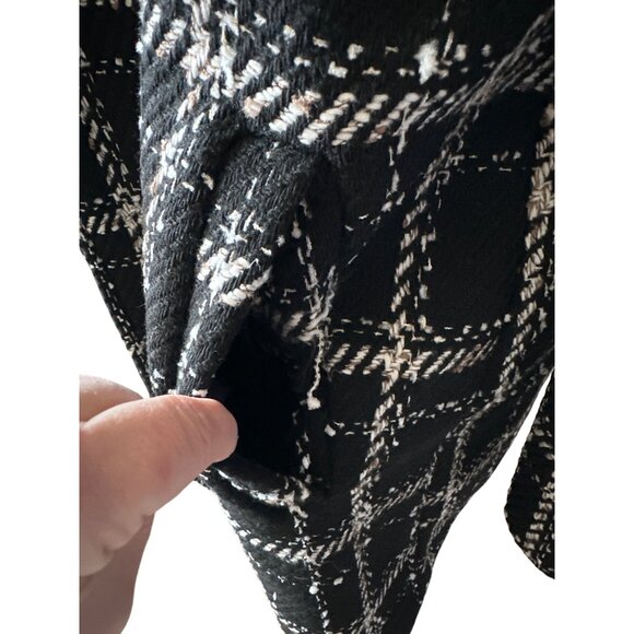 Sam Edelman Tweed Pea Coat Black Double-Breasted Plaid Lined Size Large - Picture 8 of 10